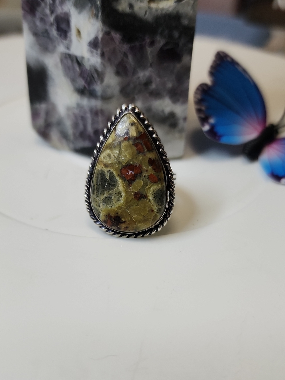 Teardrop Peanut Obsidian Statement Ring